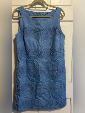 Talbots Blue Eyelet Shift Dress - Women's